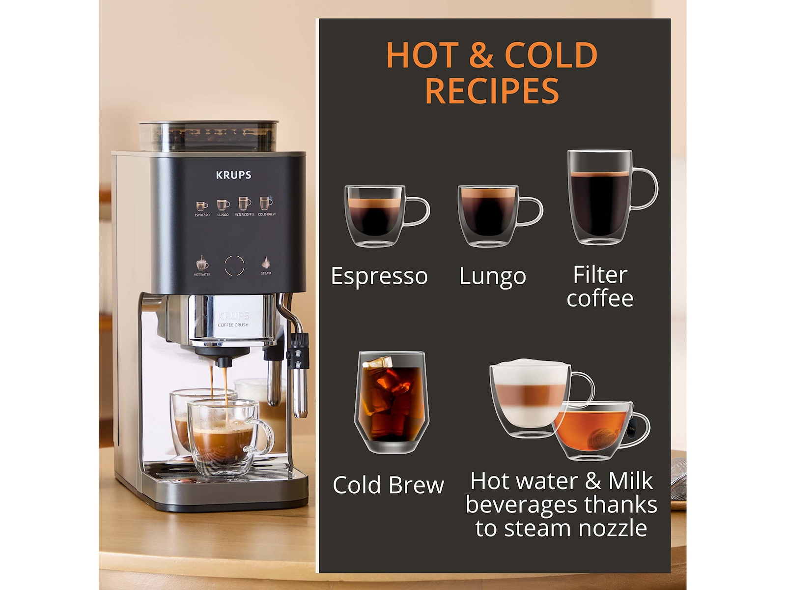 Krups Coffee Crush Experience espressomaskin 1,8L SA403BE0 Espressomaskiner