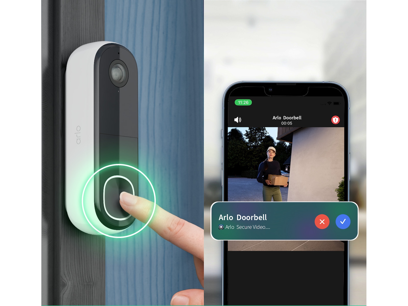 Arlo Essential 3 HD utomhus övervakningskamera 2-pack + Video Doorbell Övervakningskamera
