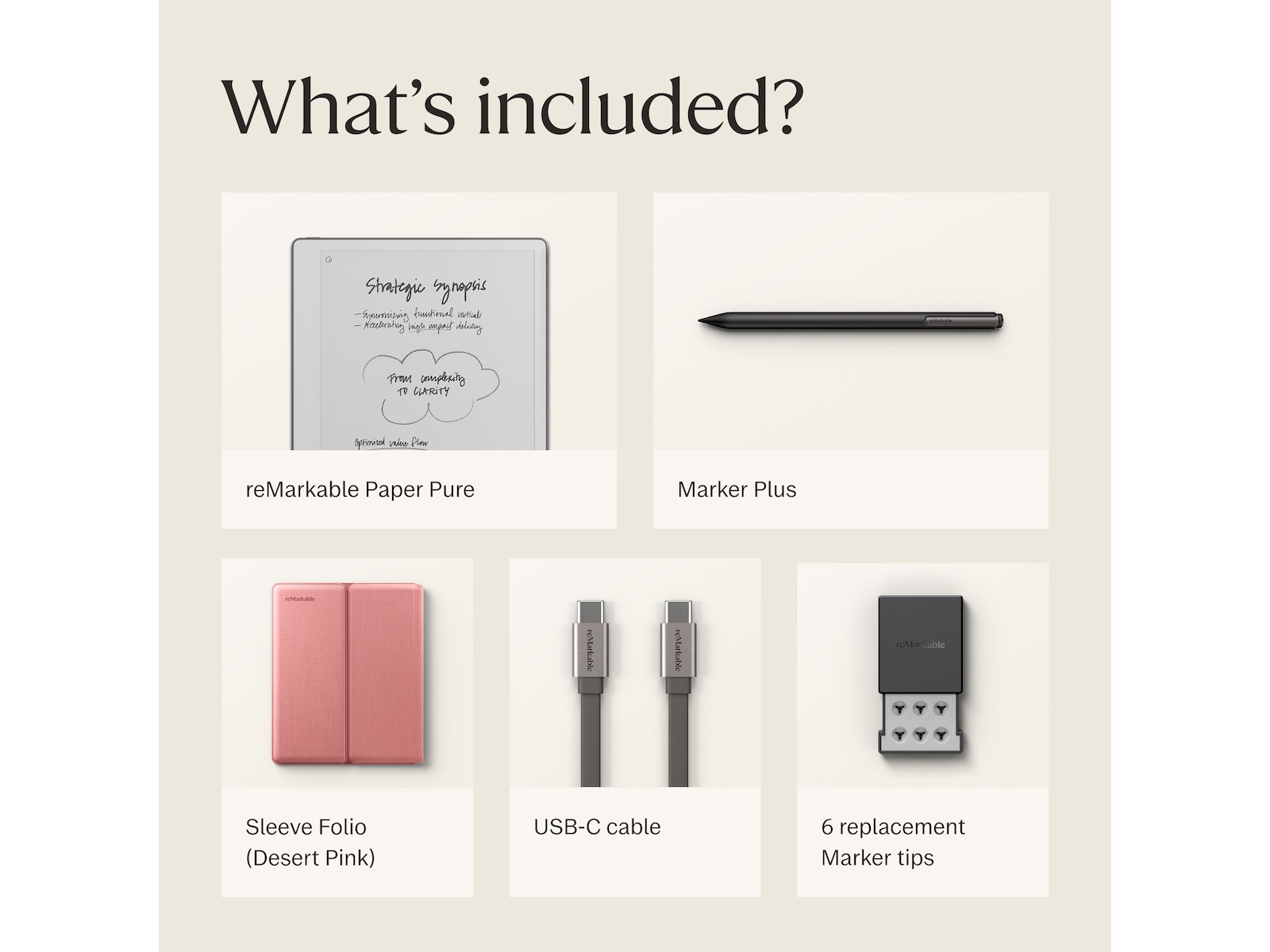 reMarkable Paper Pure 10,3" + Marker Plus + Sleeve Folio (desert pink) Digitala anteckningsblock