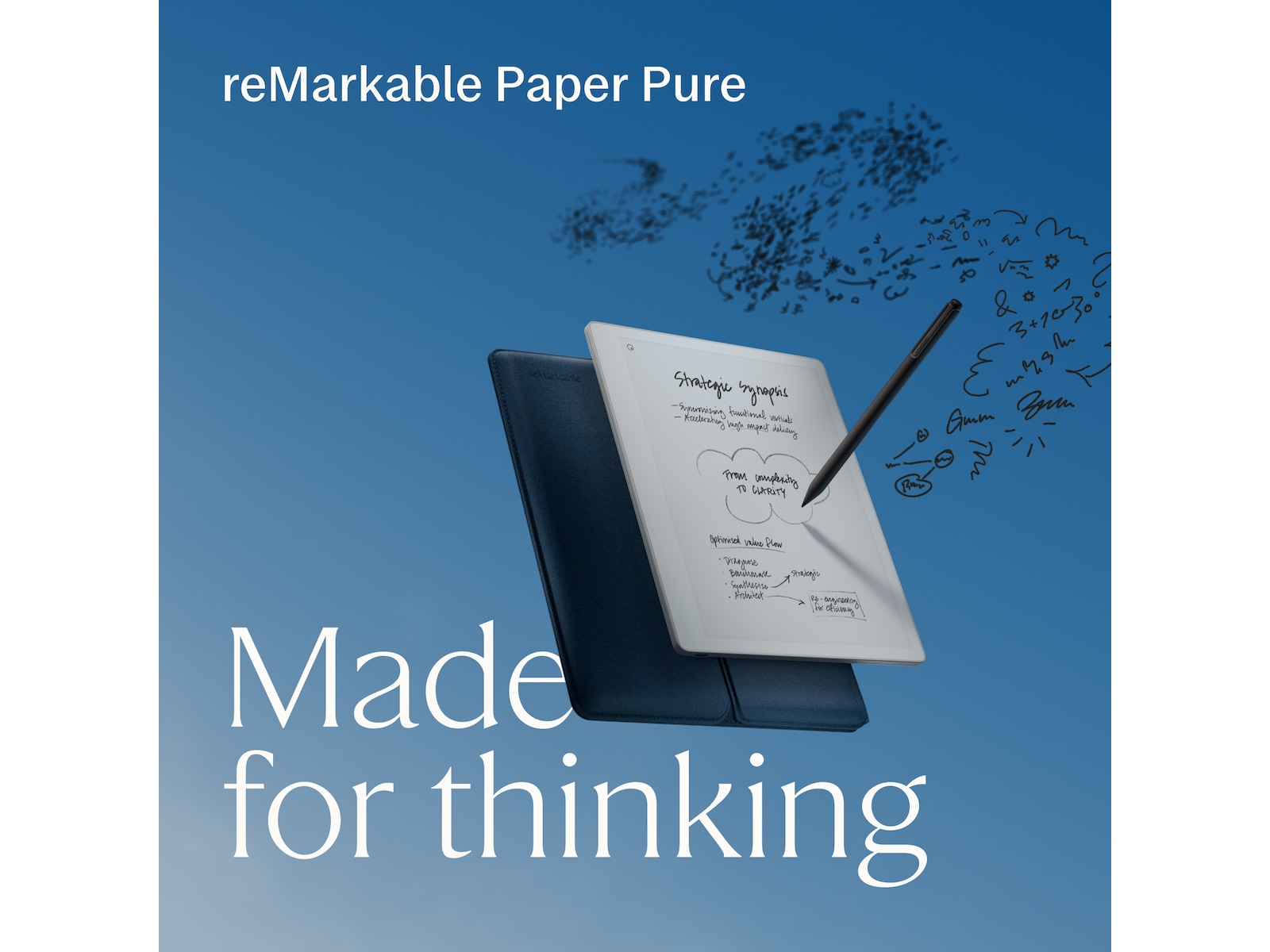 reMarkable Paper Pure 10,3" + Marker Plus + Sleeve Folio (ocean blue) Digitala anteckningsblock