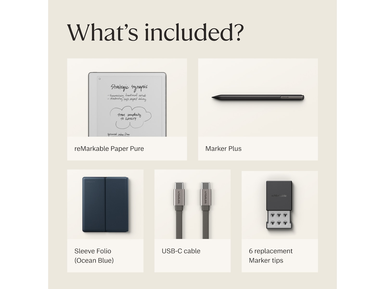 reMarkable Paper Pure 10,3" + Marker Plus + Sleeve Folio (ocean blue) Digitala anteckningsblock