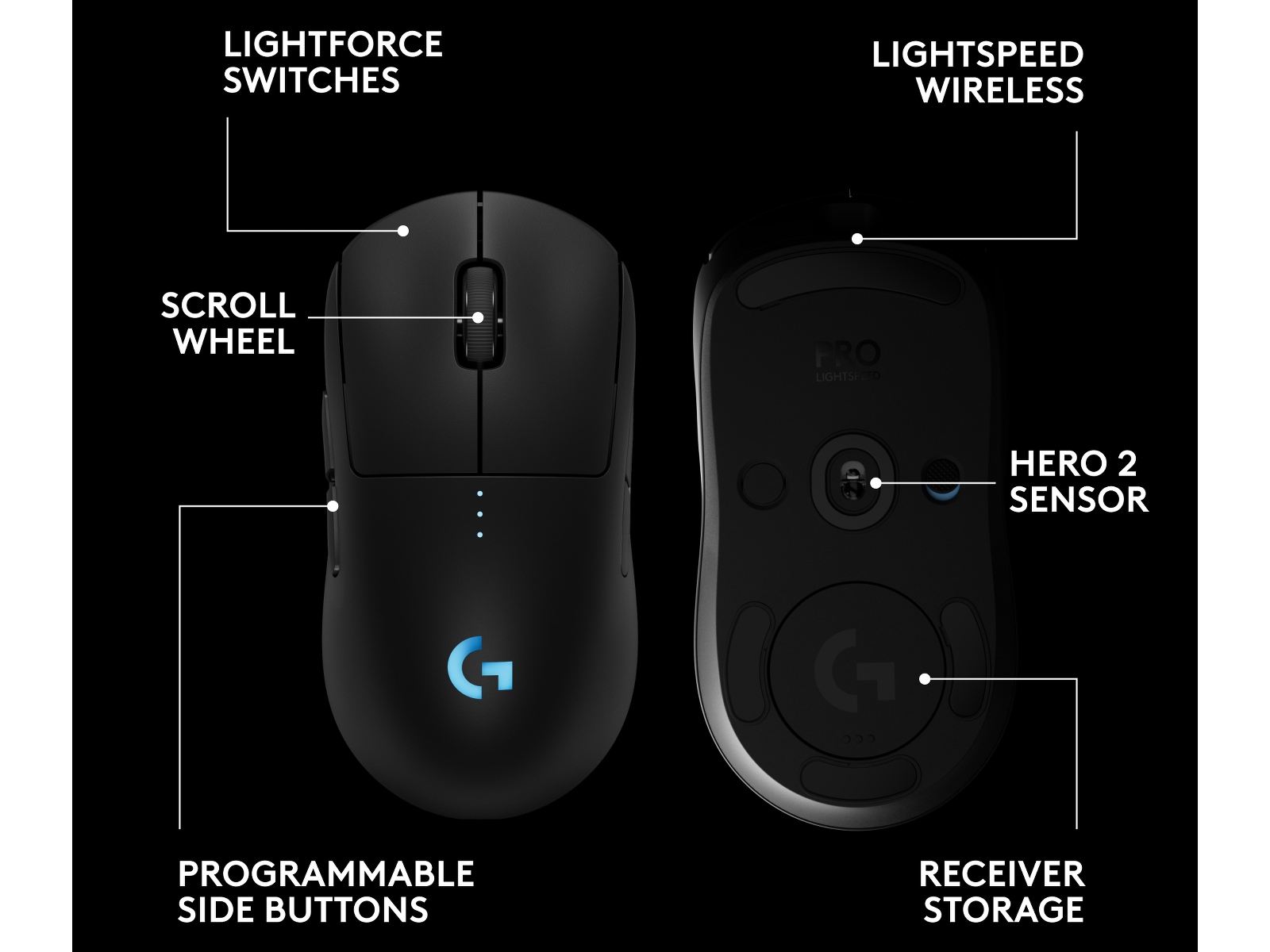 Logitech PRO 2 Lightspeed Trådlös Gamingmus (svart) -B-Grade Demo mus