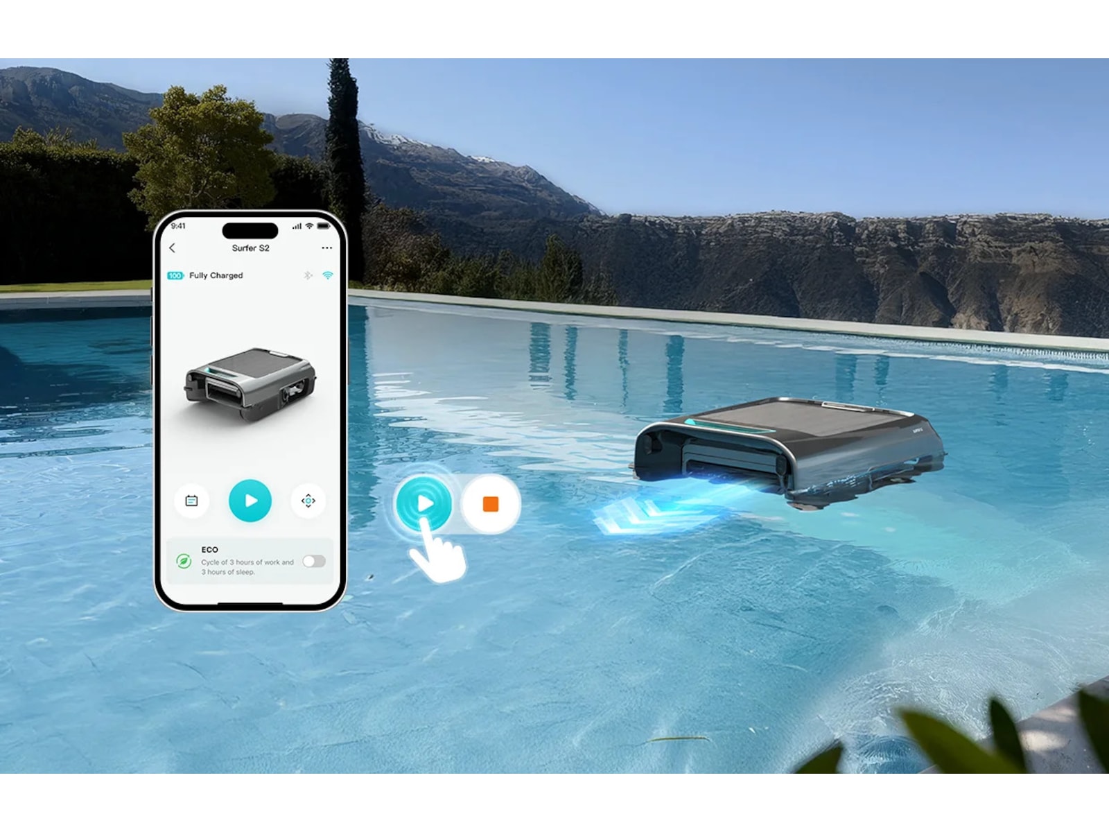 Aiper EcoSurfer S2 Bassängskimmare med solcellsladdning Fönstertvättar