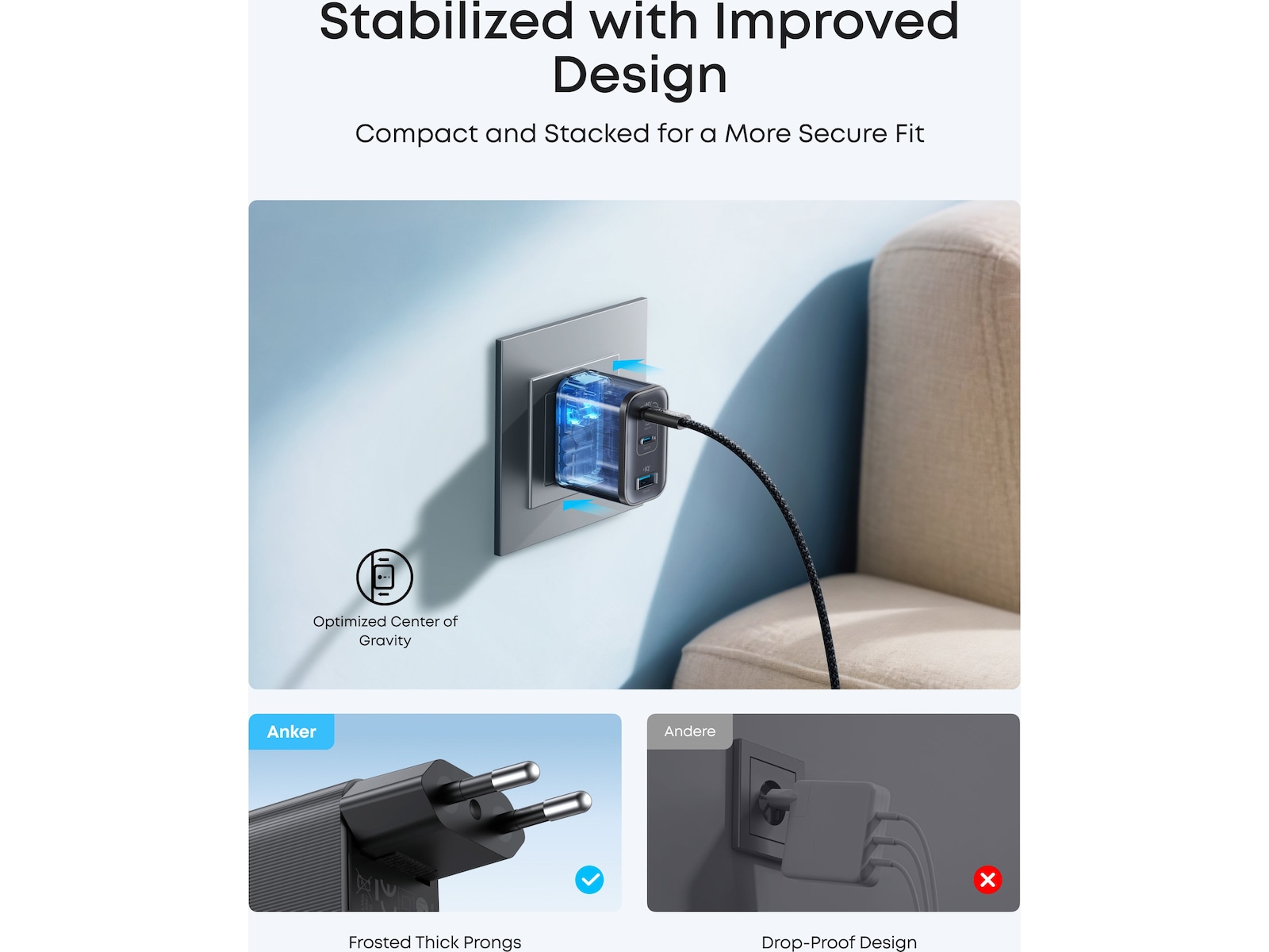 Anker Nano 70W Väggladare (svart) Mobilladdare