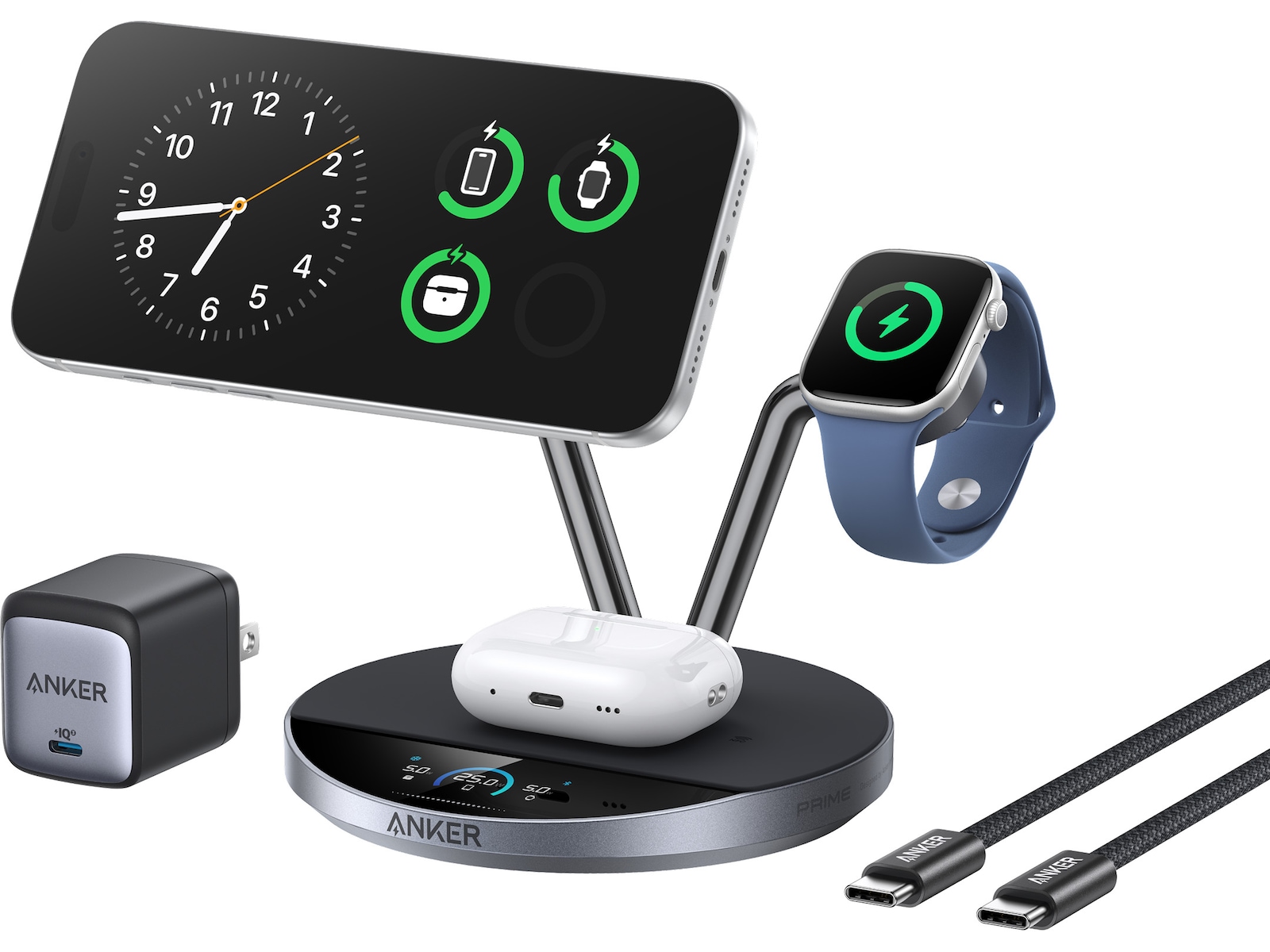 Anker Prime 3-in-1 trådlös laddstation (svart) Laddstation