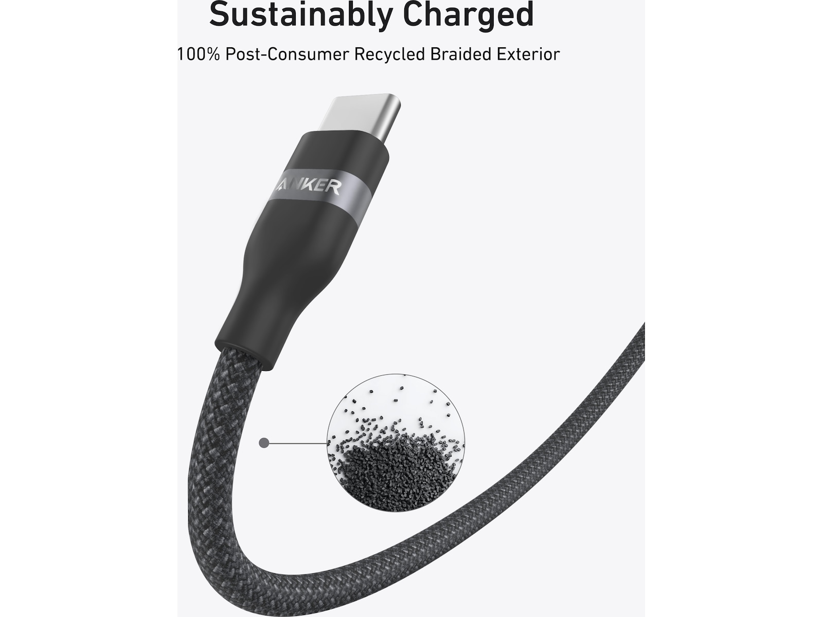 Anker 240W USB-C flätat kabel 1,8m (svart) USB-kablar
