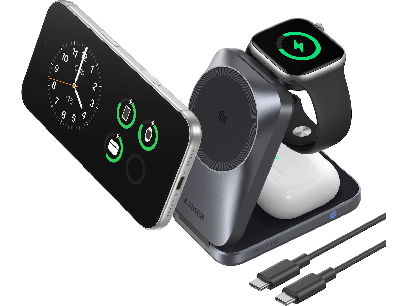 Anker MagGo 3-in-1 trådlös laddstation (svart) Laddstation