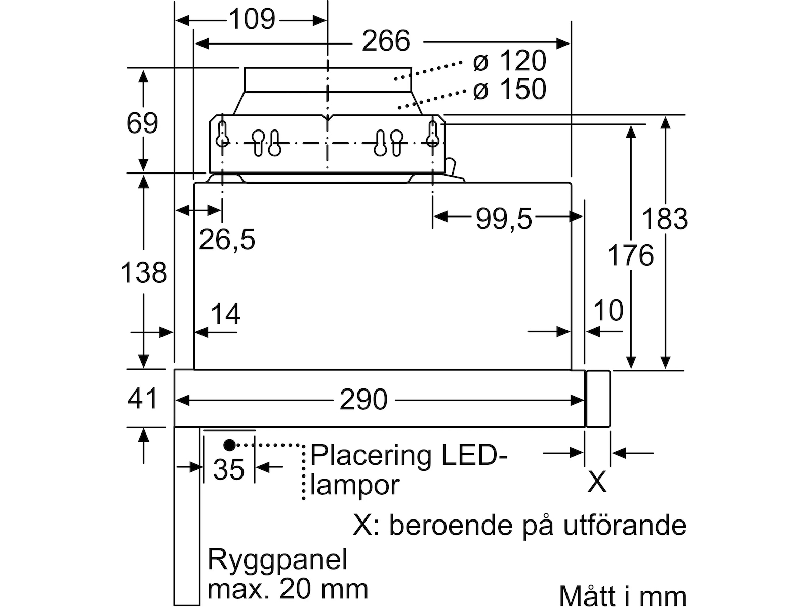 Siemens LI64LB531 iQ300 Utdragbar köksfläkt Väggmonterad köksfläkt