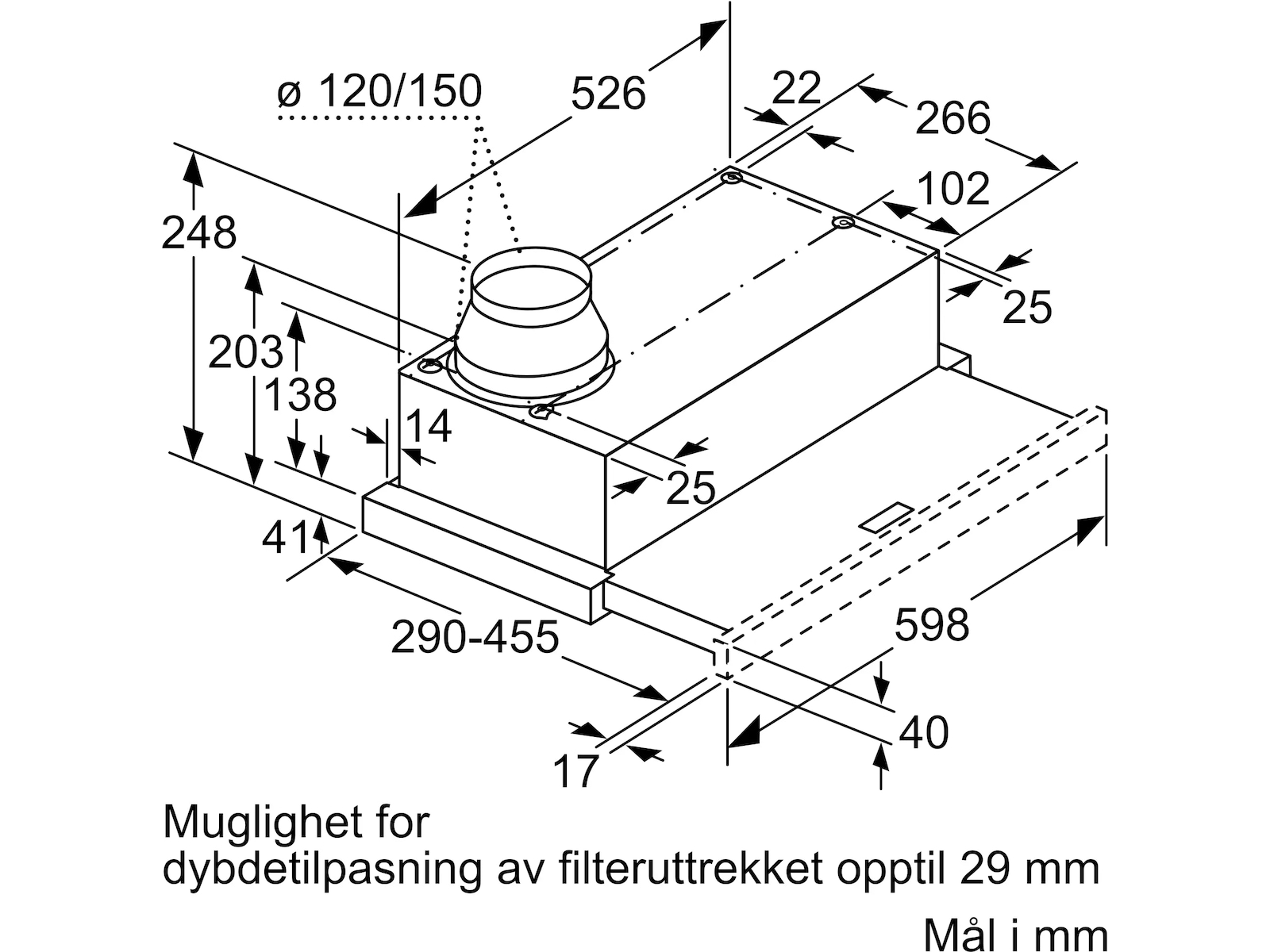 Siemens LI64LB531 iQ300 Utdragbar köksfläkt Väggmonterad köksfläkt
