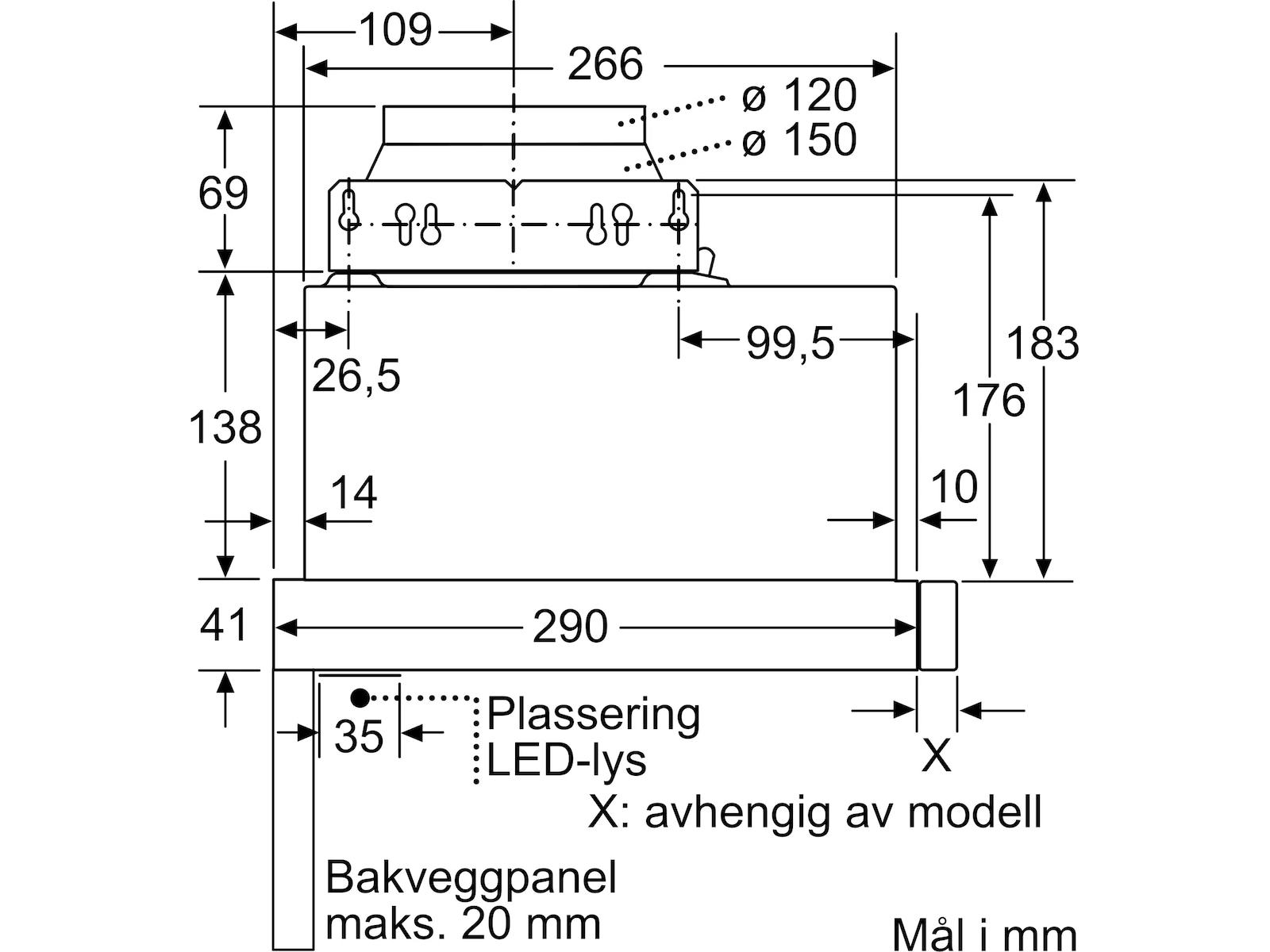 Siemens LI64LB531 iQ300 Utdragbar köksfläkt Väggmonterad köksfläkt
