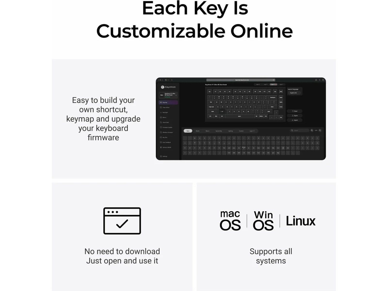 Keychron V1 Ultra 75% 8K Brown Trådlöst Gamingtangentbord Gamingtangentbord