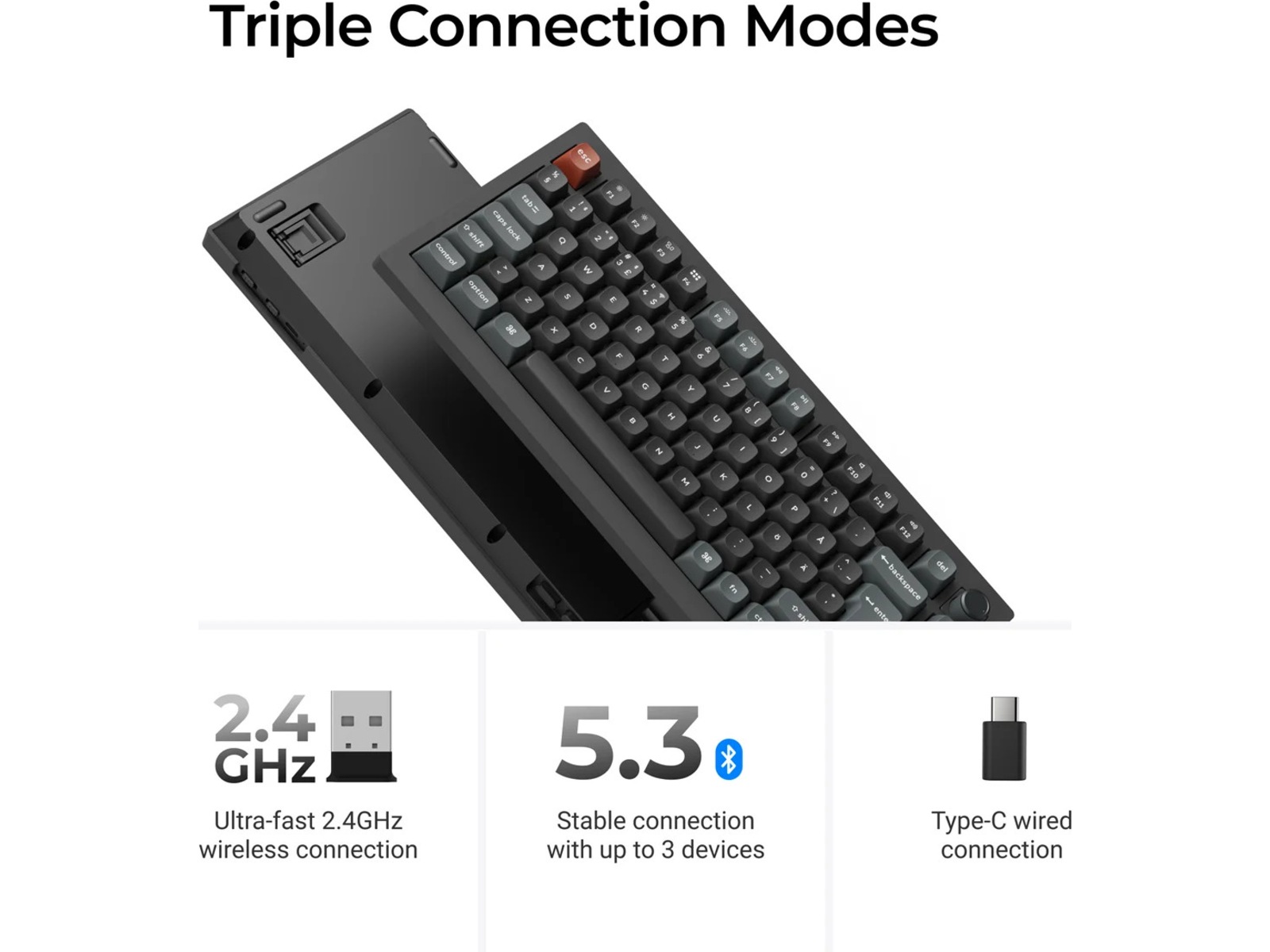 Keychron V1 Ultra 75% 8K Brown Trådlöst Gamingtangentbord Gamingtangentbord