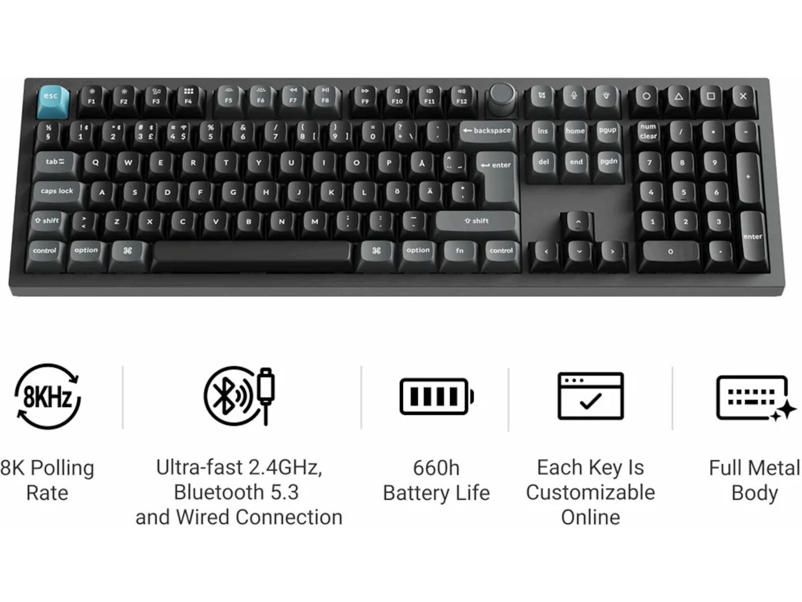 Keychron Q1 Ultra 100% 8K Red Trådlöst Gamingtangentbord Gamingtangentbord