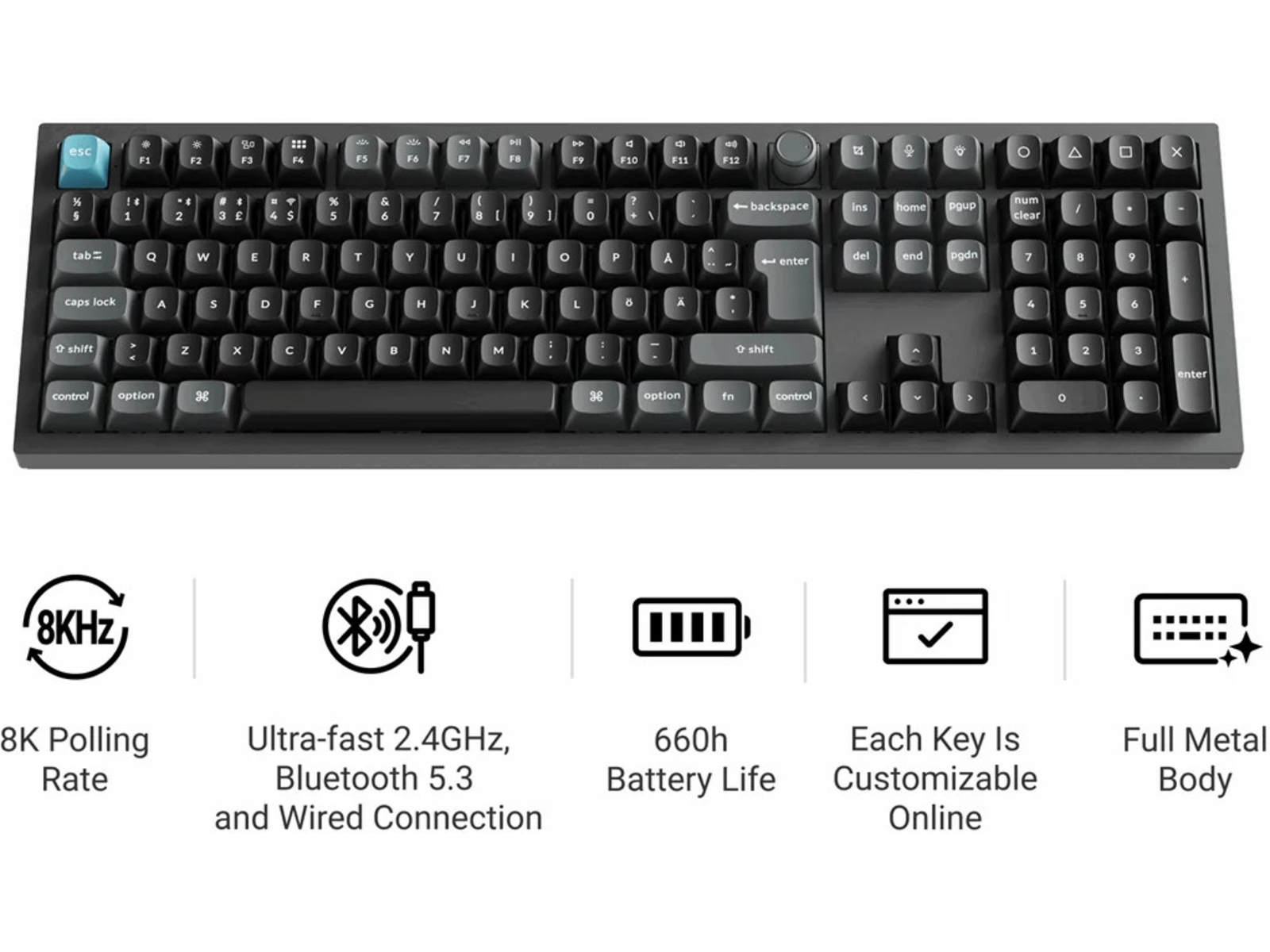 Keychron Q1 Ultra 100% 8K Brown Trådlöst Gamingtangentbord Gamingtangentbord