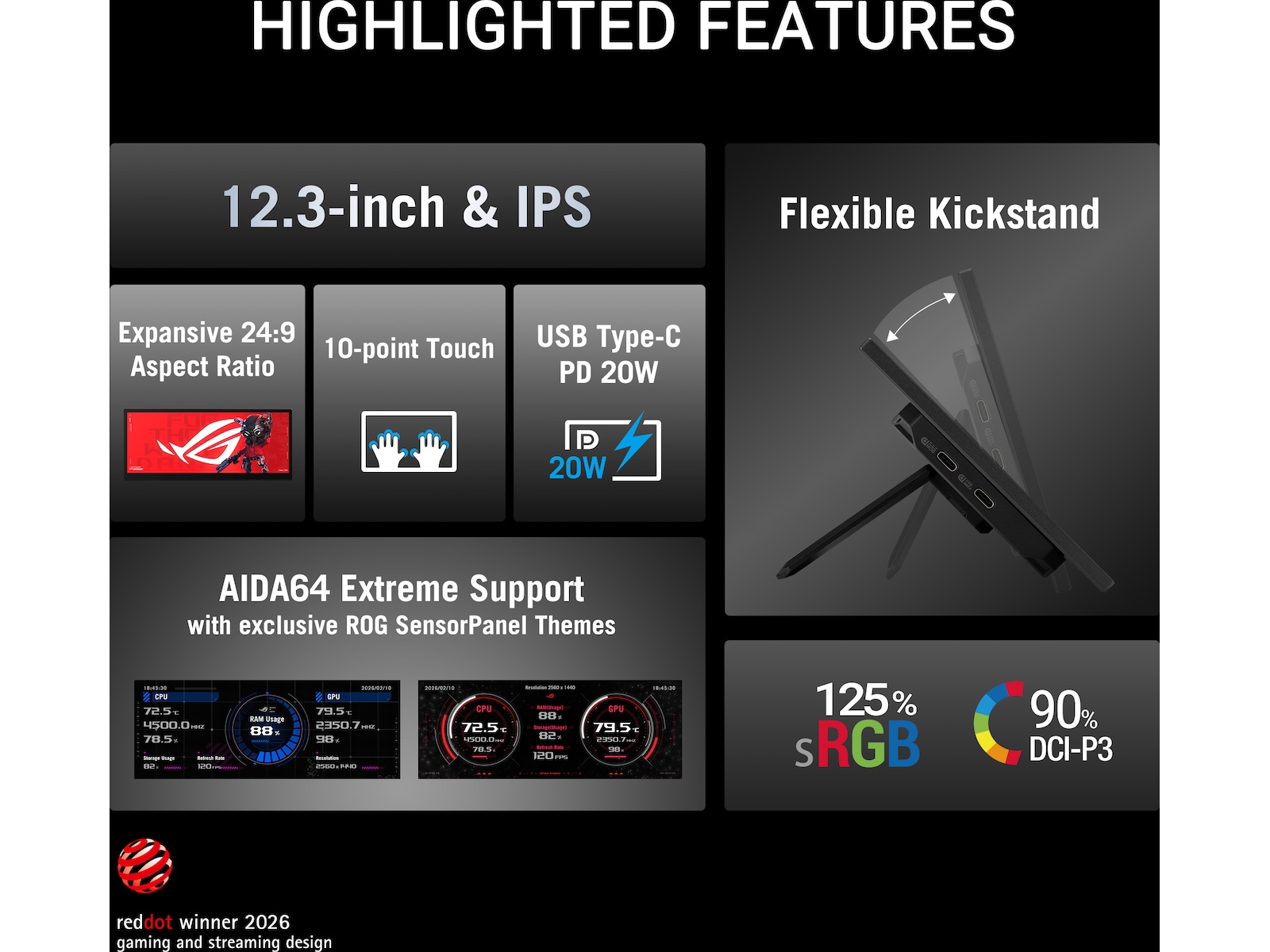ASUS 12" touch gamingskärm ROG Strix XG129C Gamingskärmar