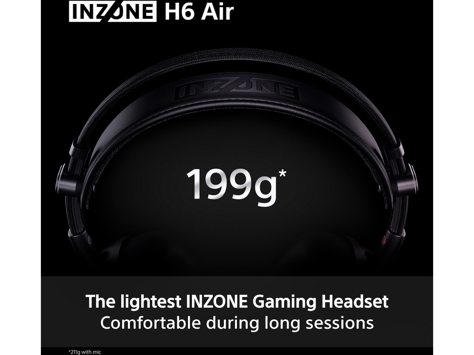 Sony INZONE H6 Air gaming-headset med öppen baksida (svart) -B-Grade Demo headset