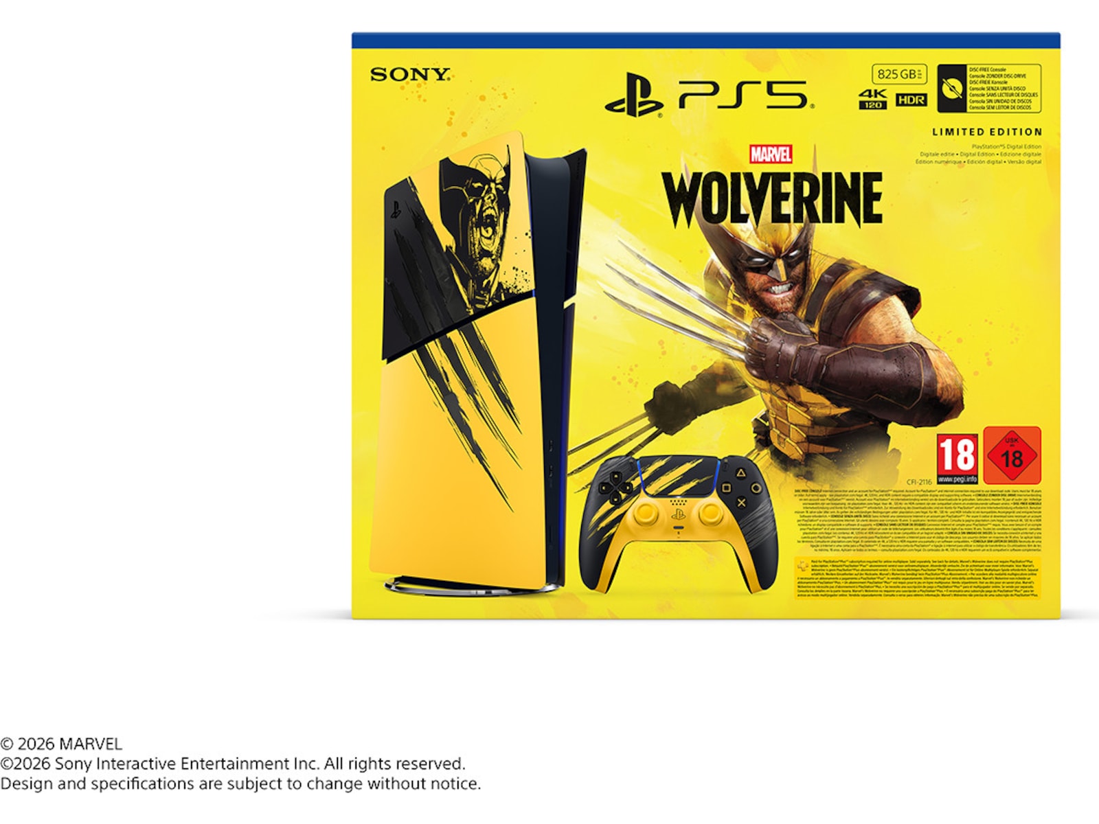 Sony PS5 Digital Edition Marvel's Wolverine (Battle Yellow) PlayStation