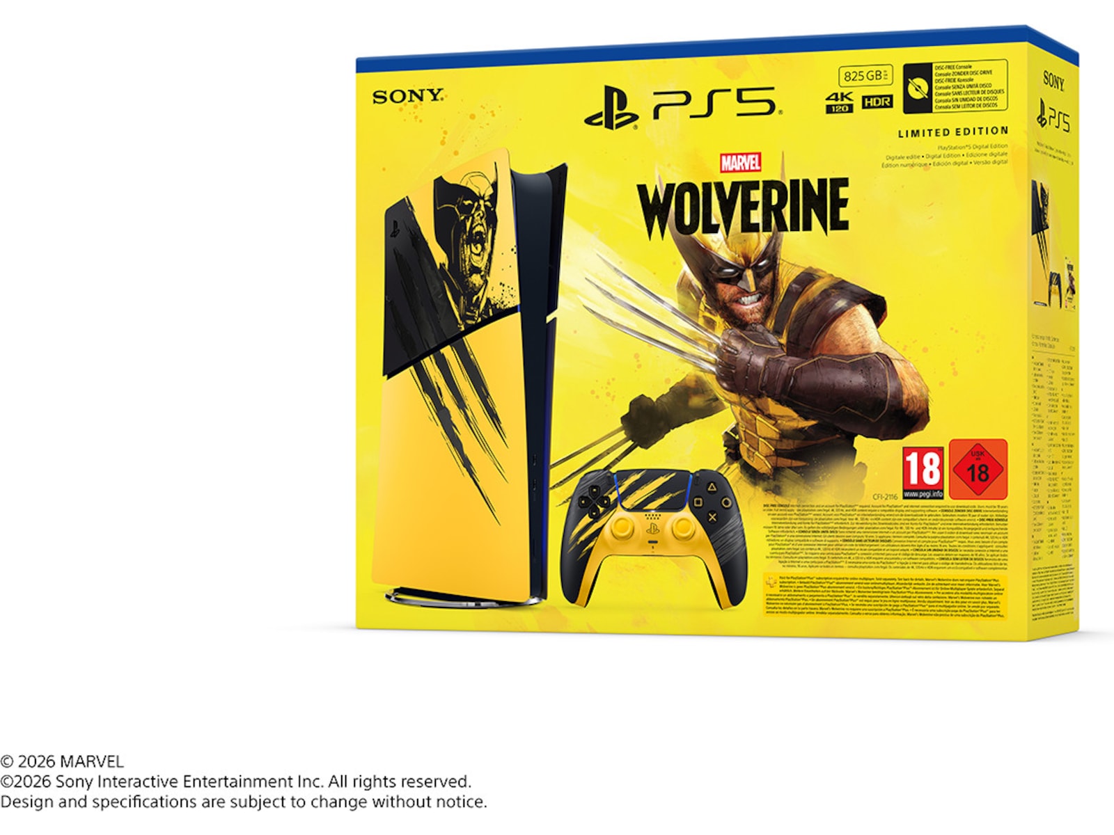 Sony PS5 Digital Edition Marvel's Wolverine (Battle Yellow) PlayStation