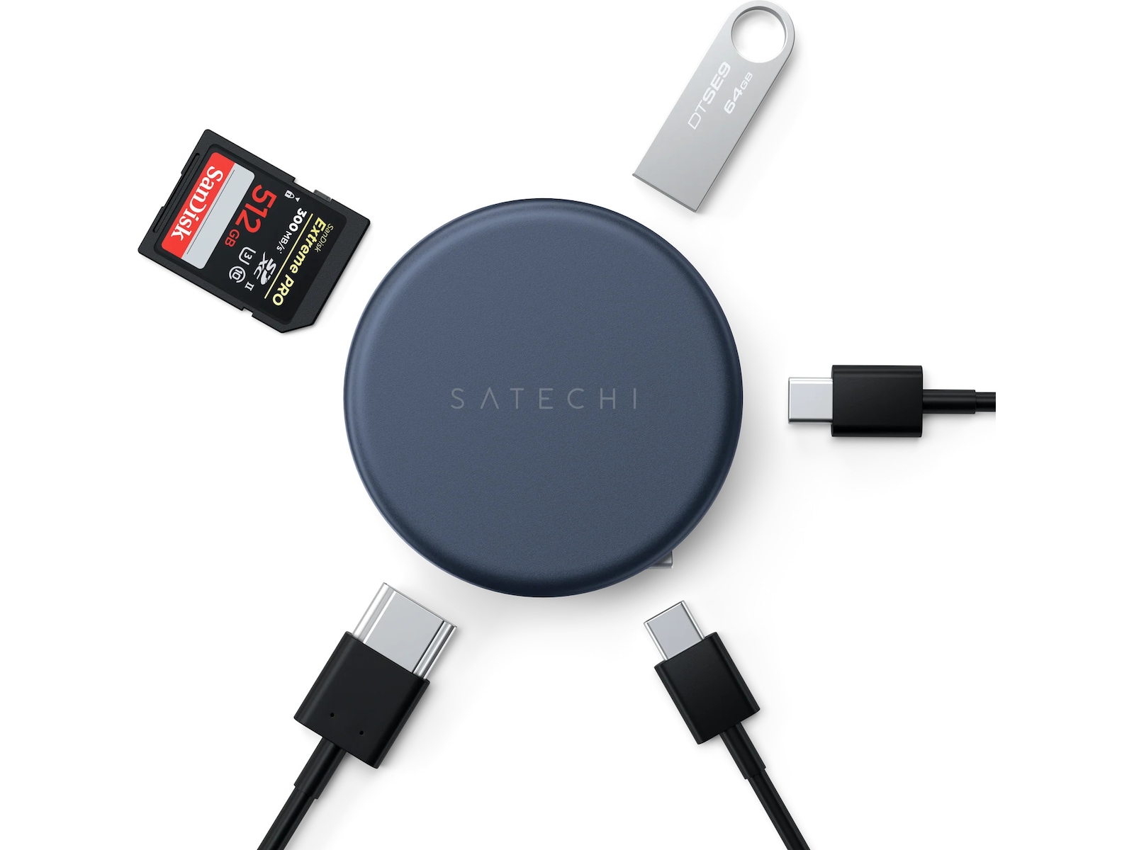 Satechi OntheGo 5-i-1 Multiport Adapter (indigo) Dockningsstation och USB-hub