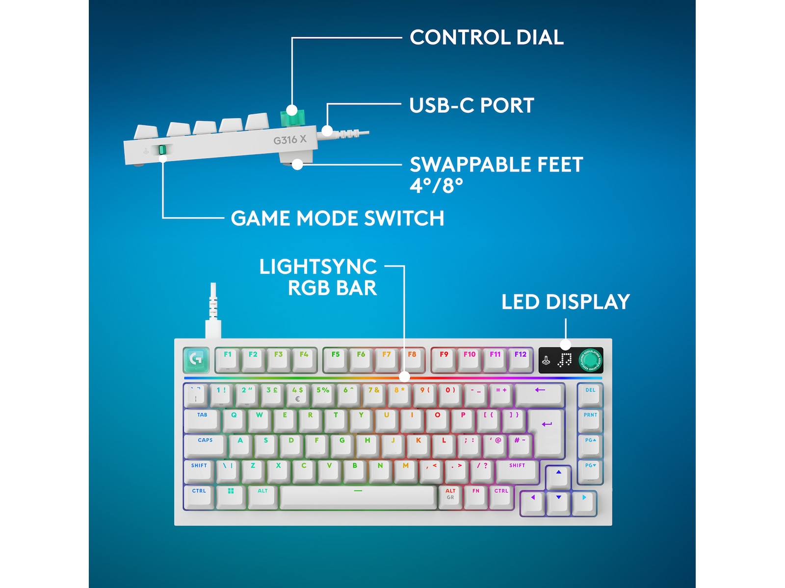 Logitech G316 X 75-speltangentbord Gamingtangentbord
