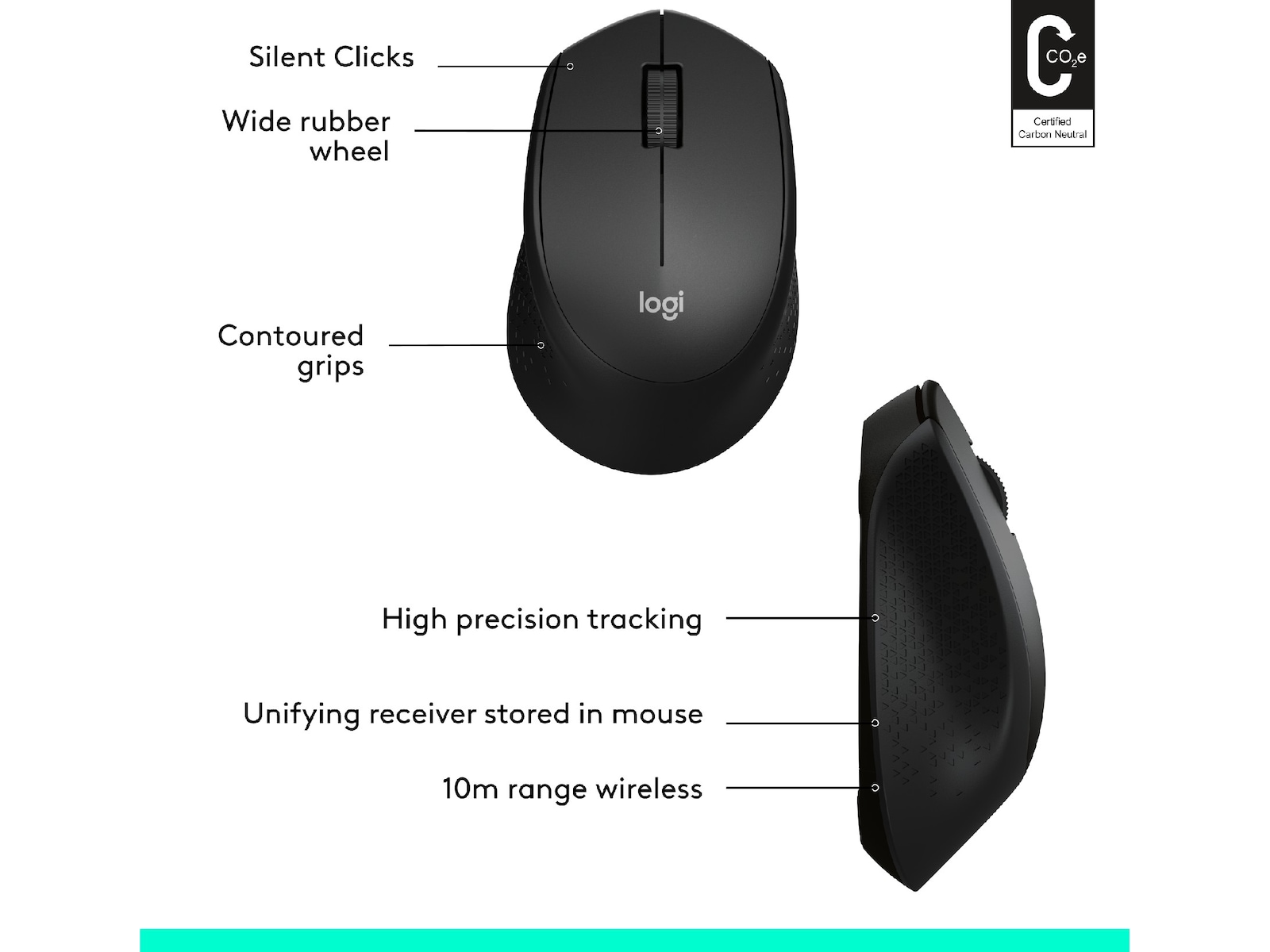 Logitech M330 Silent Plus Trådlös PC mus (svart) Mus