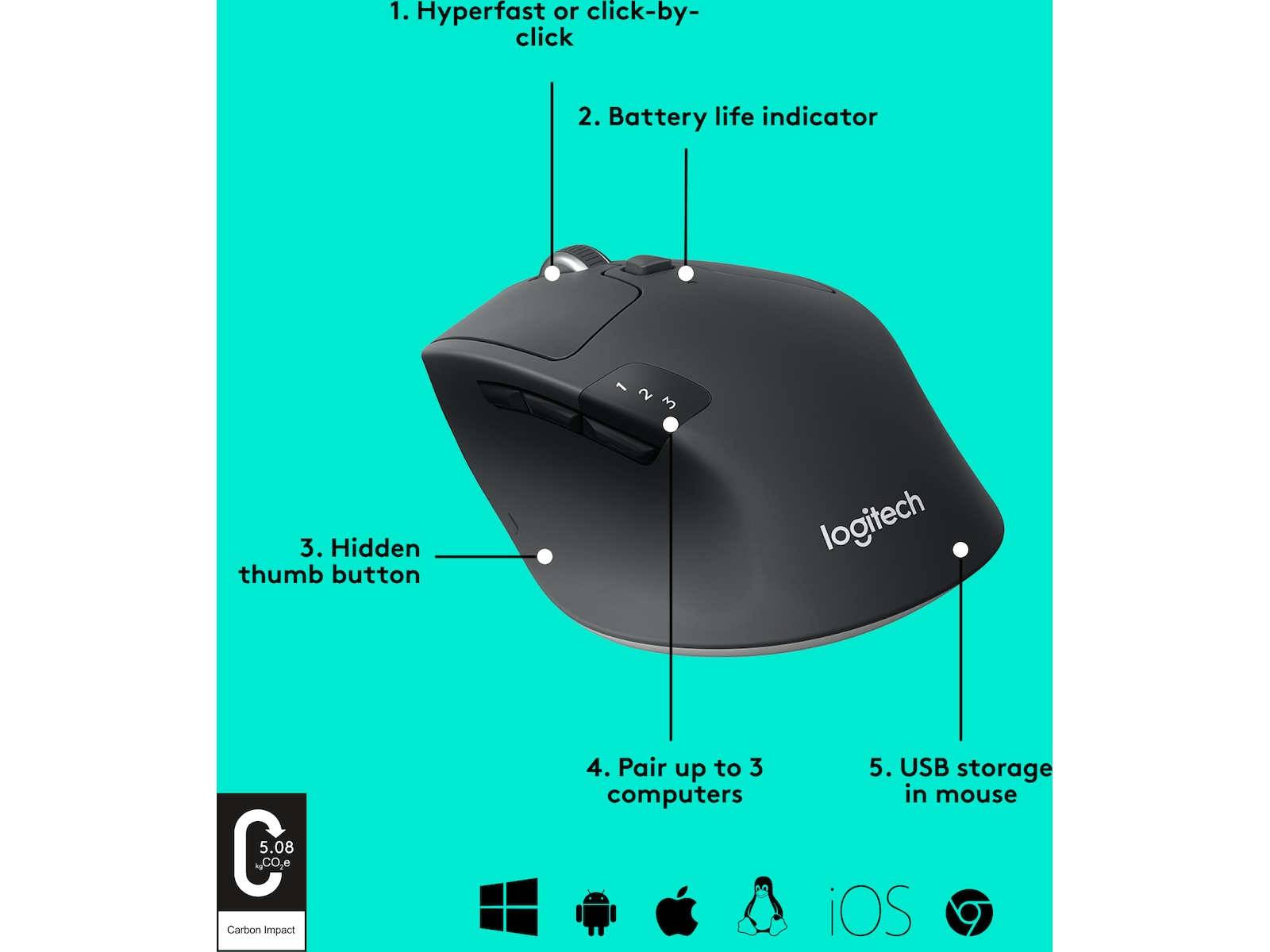Logitech M720 Triathlon Trådlös Mus Mus