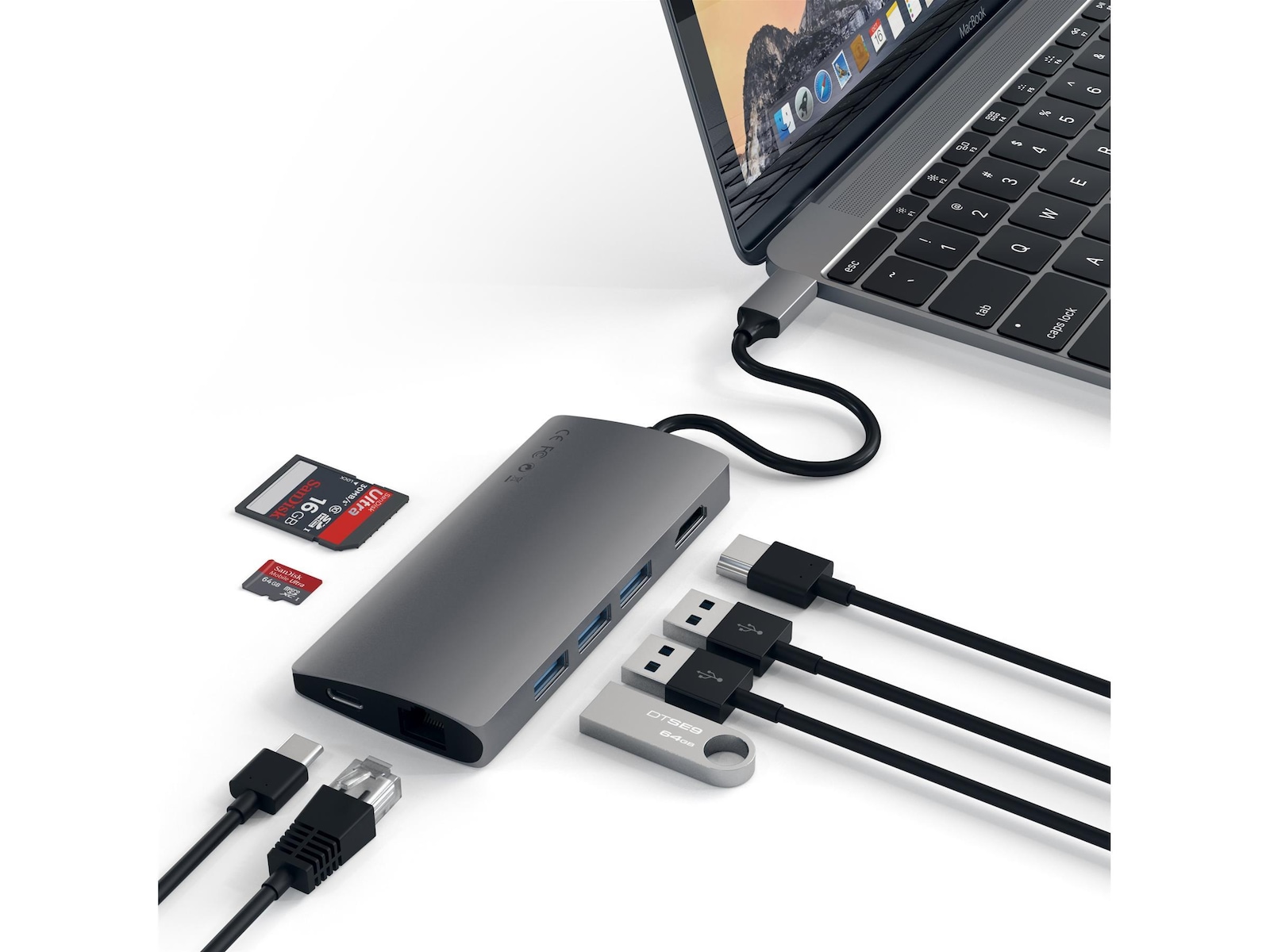 Satechi MultiPort 4K Docking V2 (rymdgrå) Dockningsstation och USB-hub