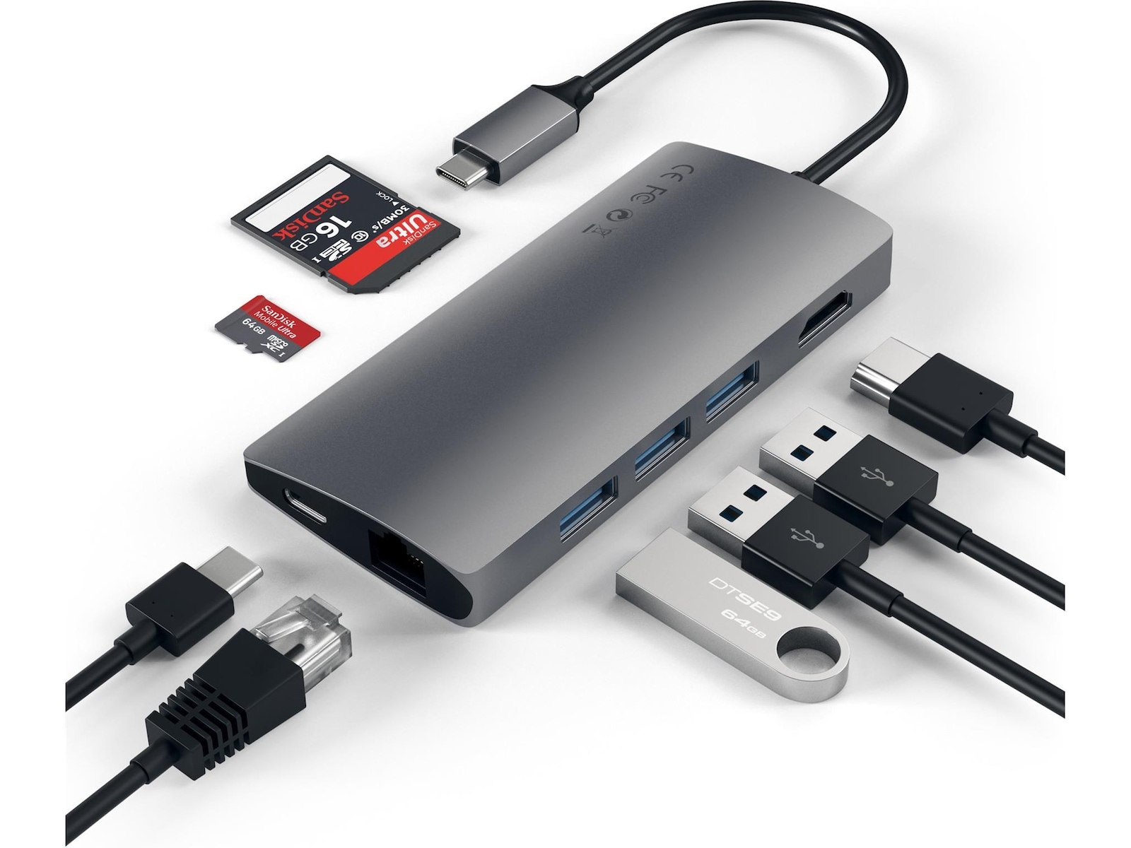 Satechi MultiPort 4K Docking V2 (rymdgrå) Dockningsstation och USB-hub