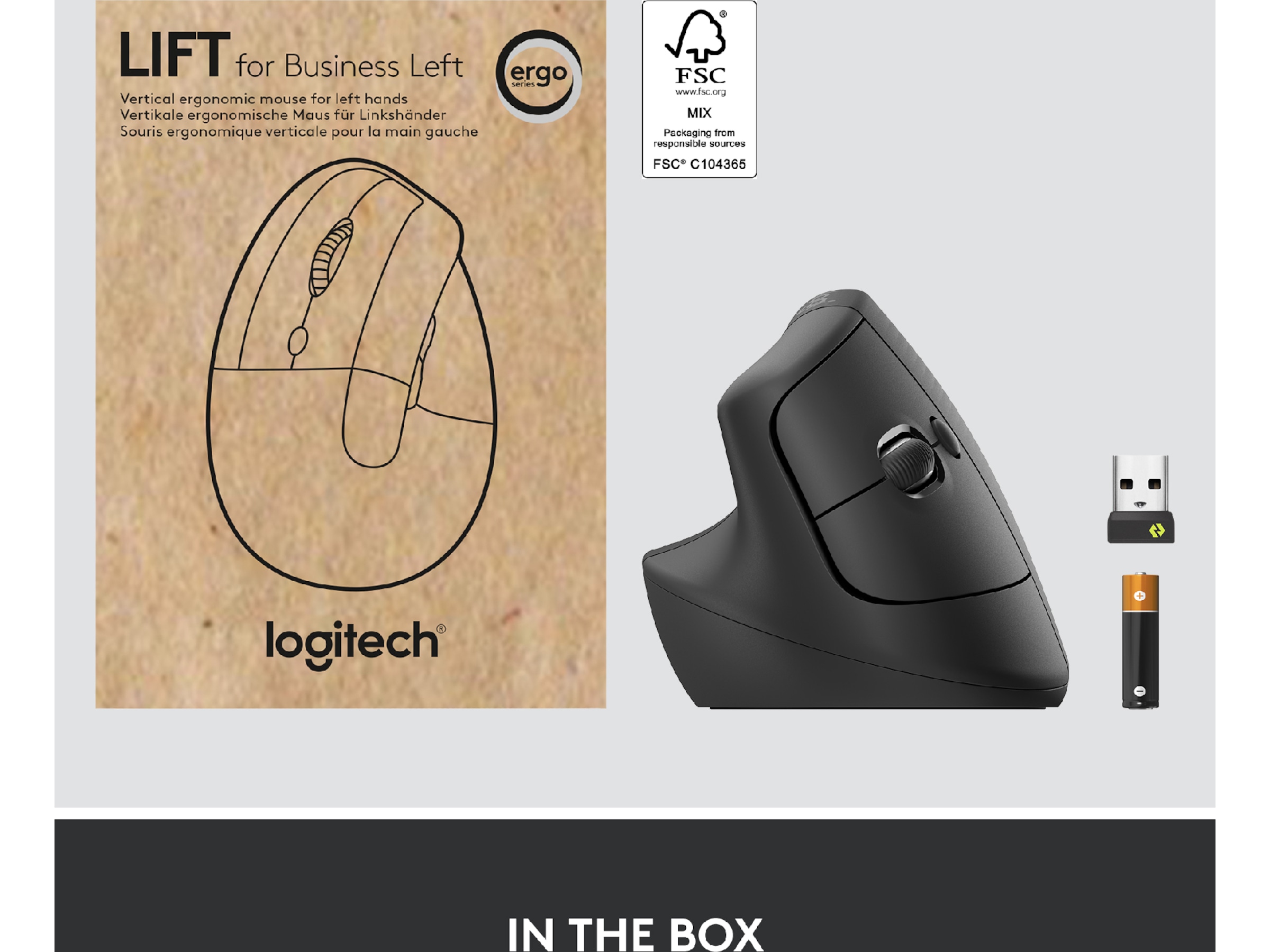 Logitech Lift Vertikal Business Vänster mus (graphite) Mus