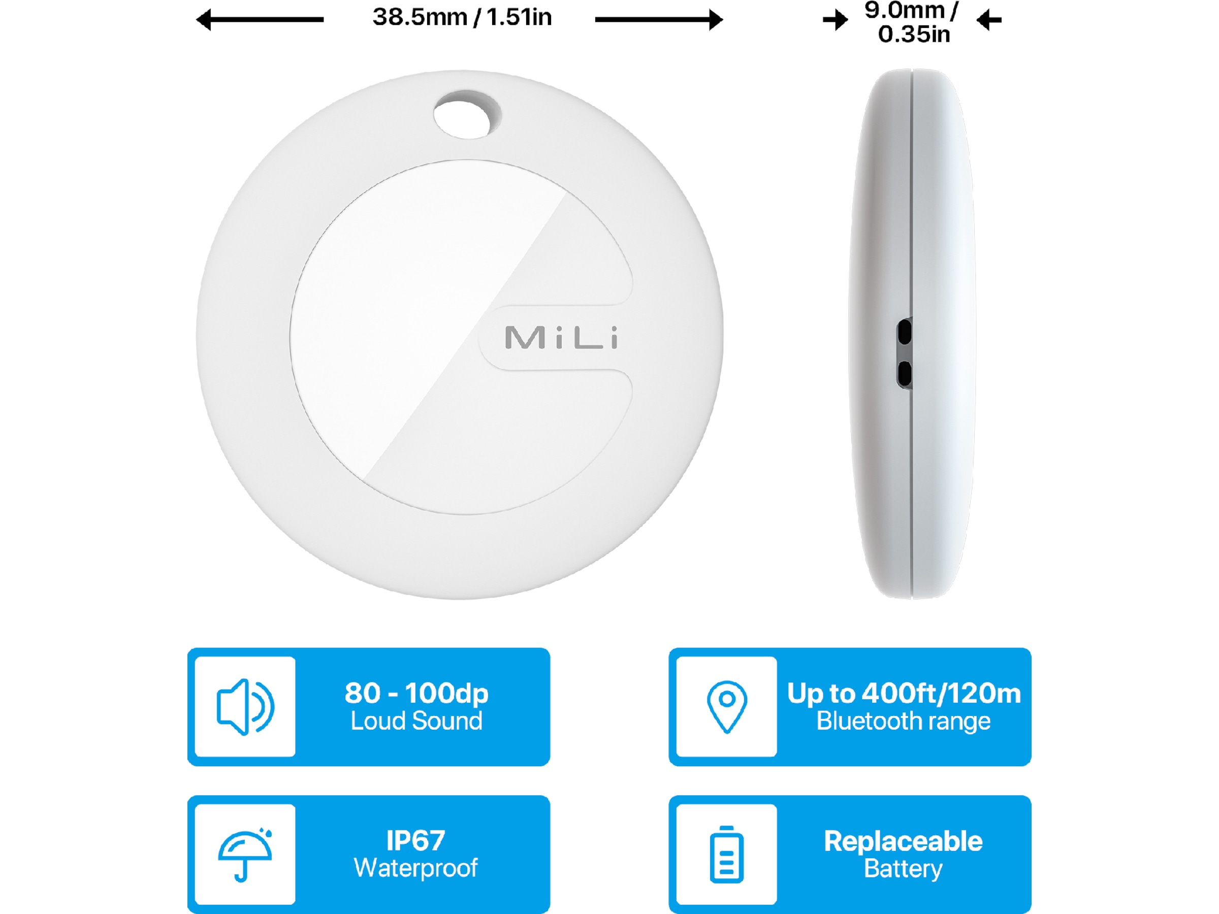 MiLi MiCollar Halsband för hundar, med spårningschip (svart) Bluetooth tracker & GPS
