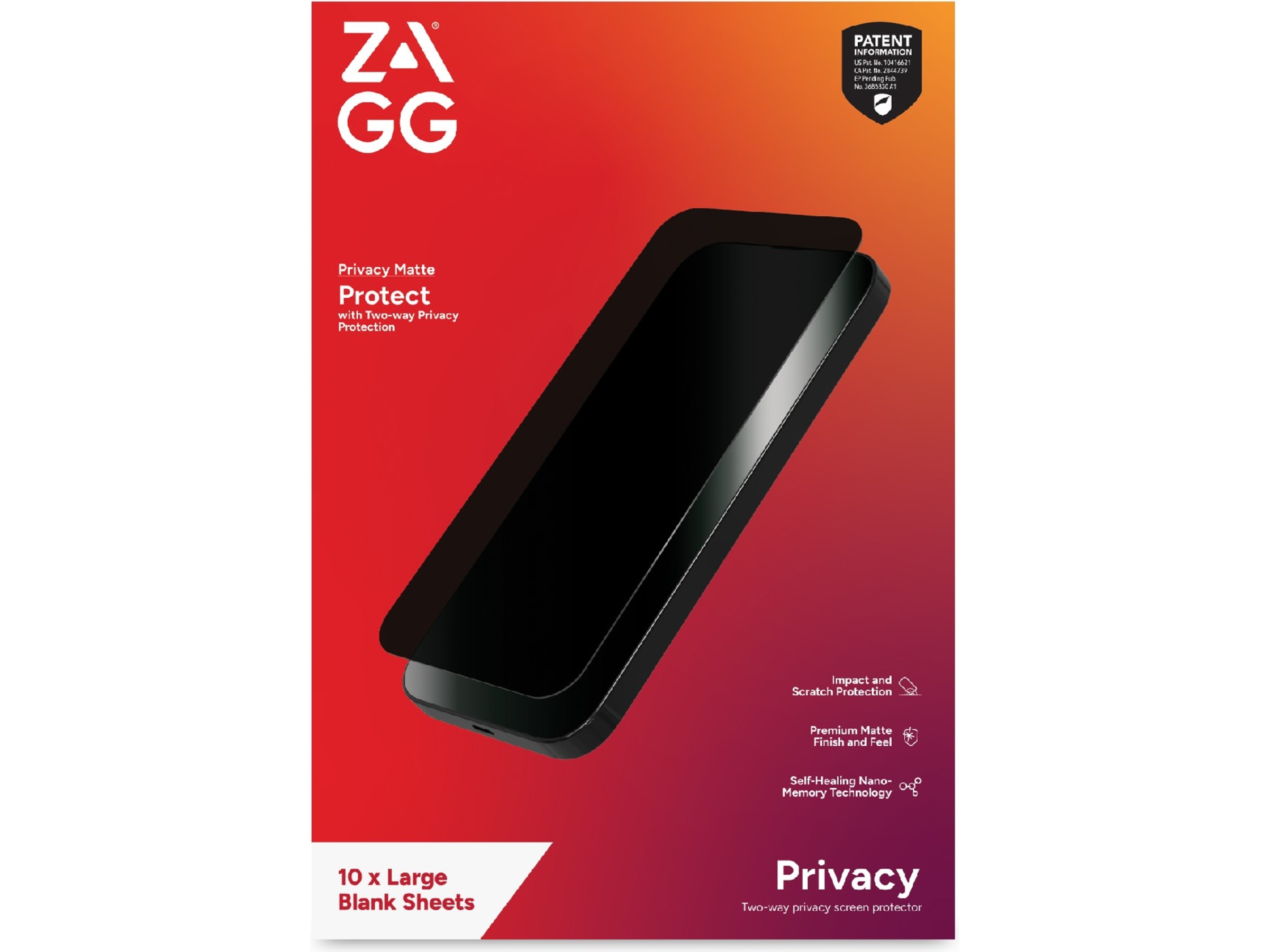 Zagg Privacy Filter Skärmskydd - Large Skärmskydd surfplattor