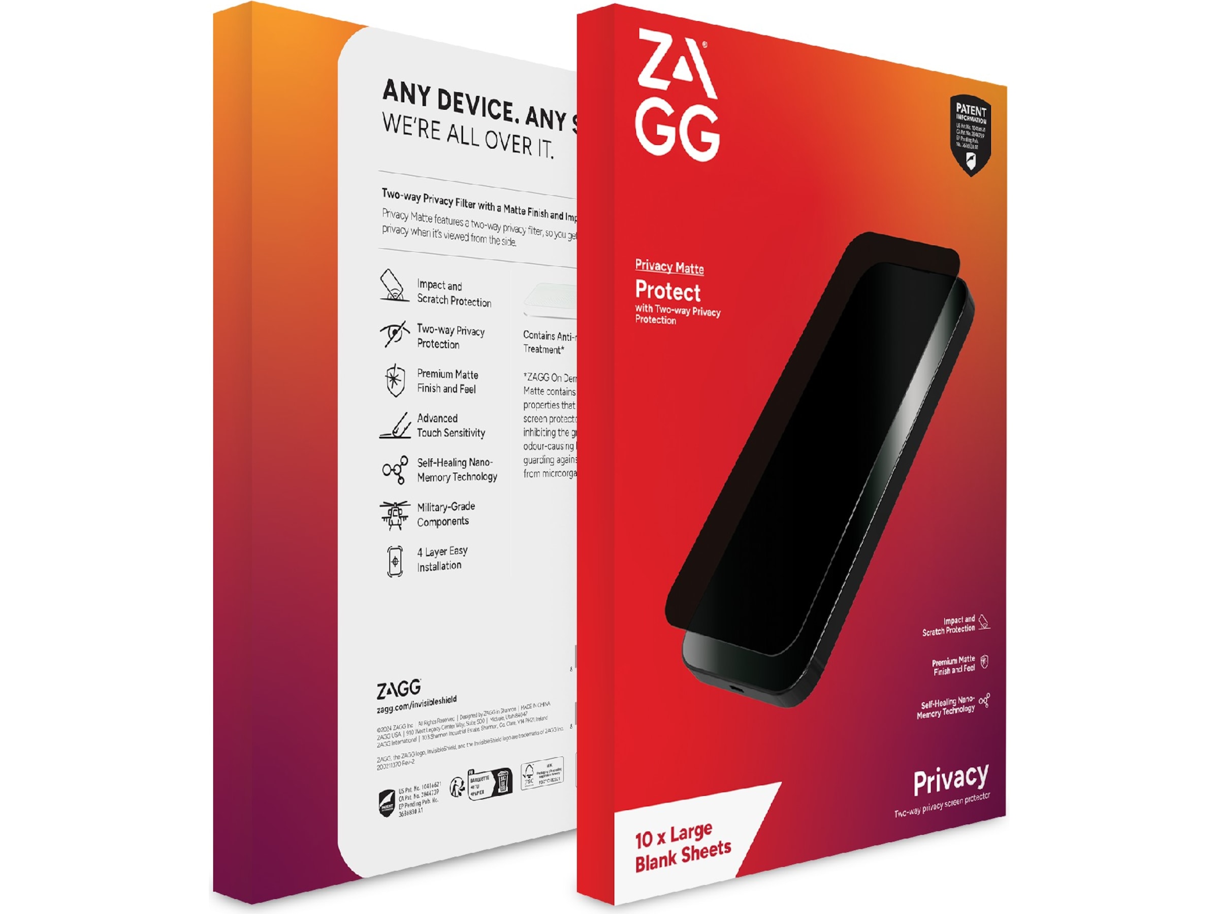 Zagg Privacy Filter Skärmskydd - Large Skärmskydd surfplattor