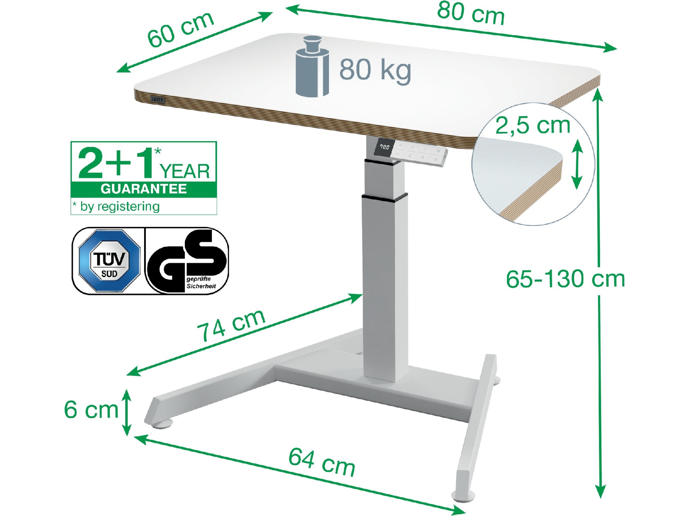 Leitz Ergo Höj- & Sänkbart Skrivbord, elektriskt, stå-upp-påminnelse Aktivitetsbord