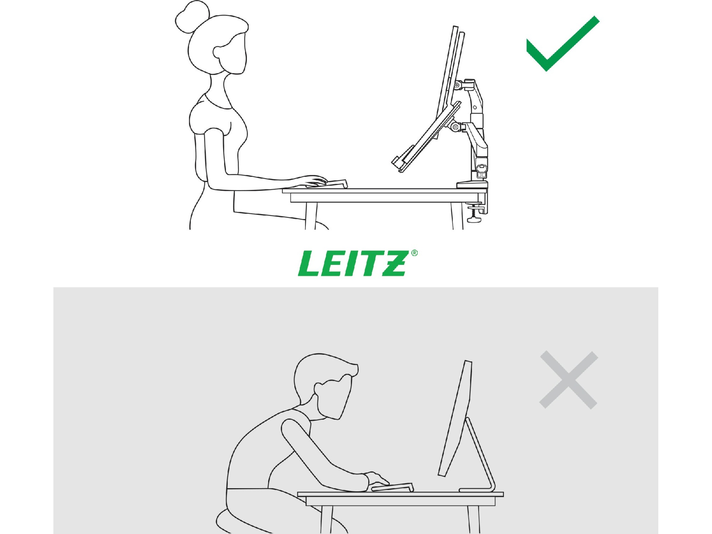 Leitz Ergo Monitorarm & Laptop-Stativ, platsbesparande Bord och väggfäste