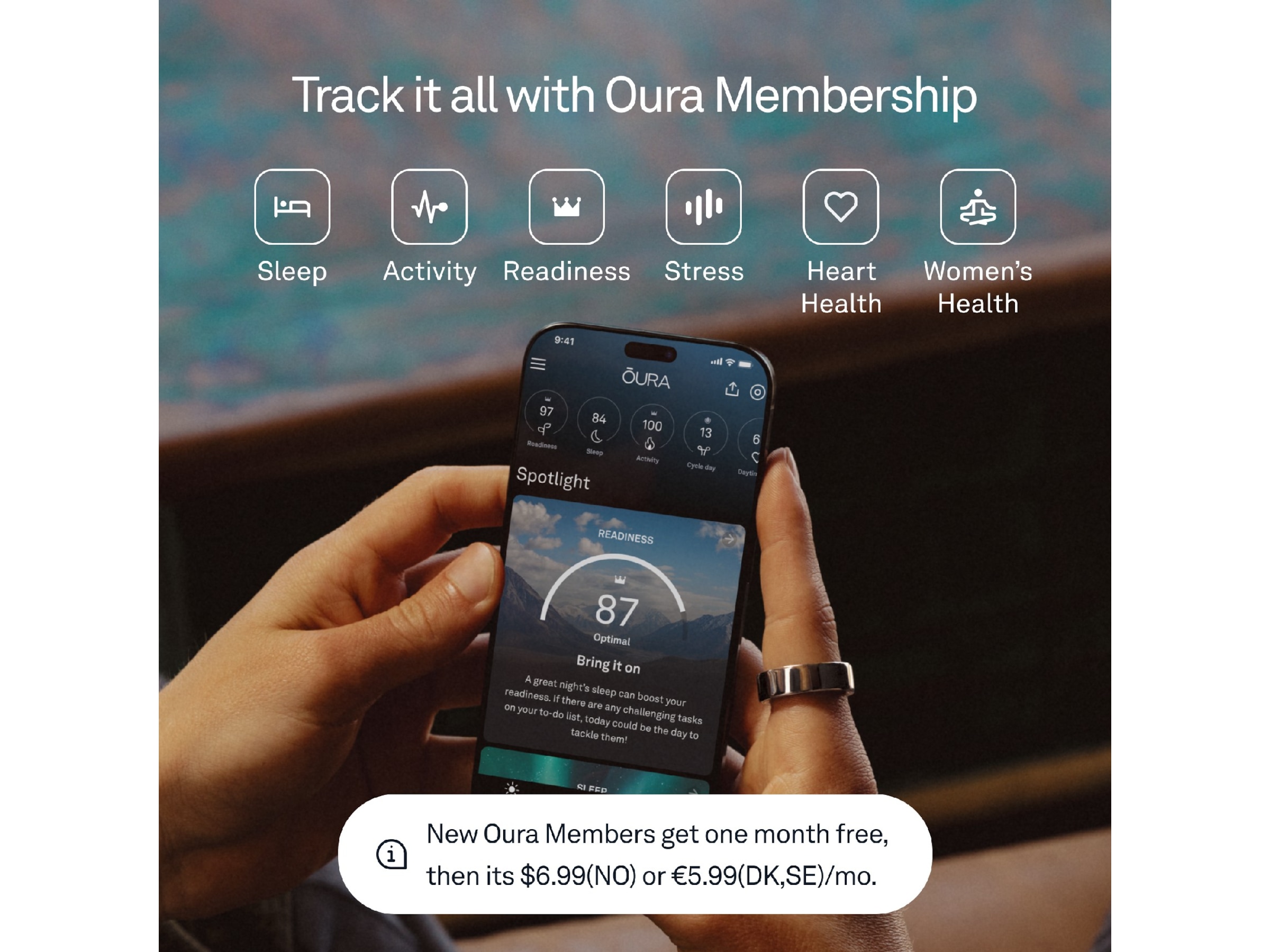 Oura Ring 4 Smart Ring str. 10 (borstad silver) Smart ring