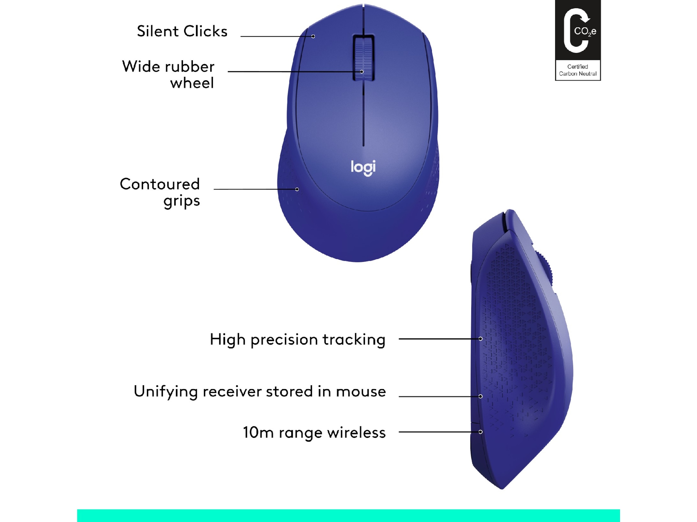 Logitech M330 Silent Plus Trådlös Blå Mus