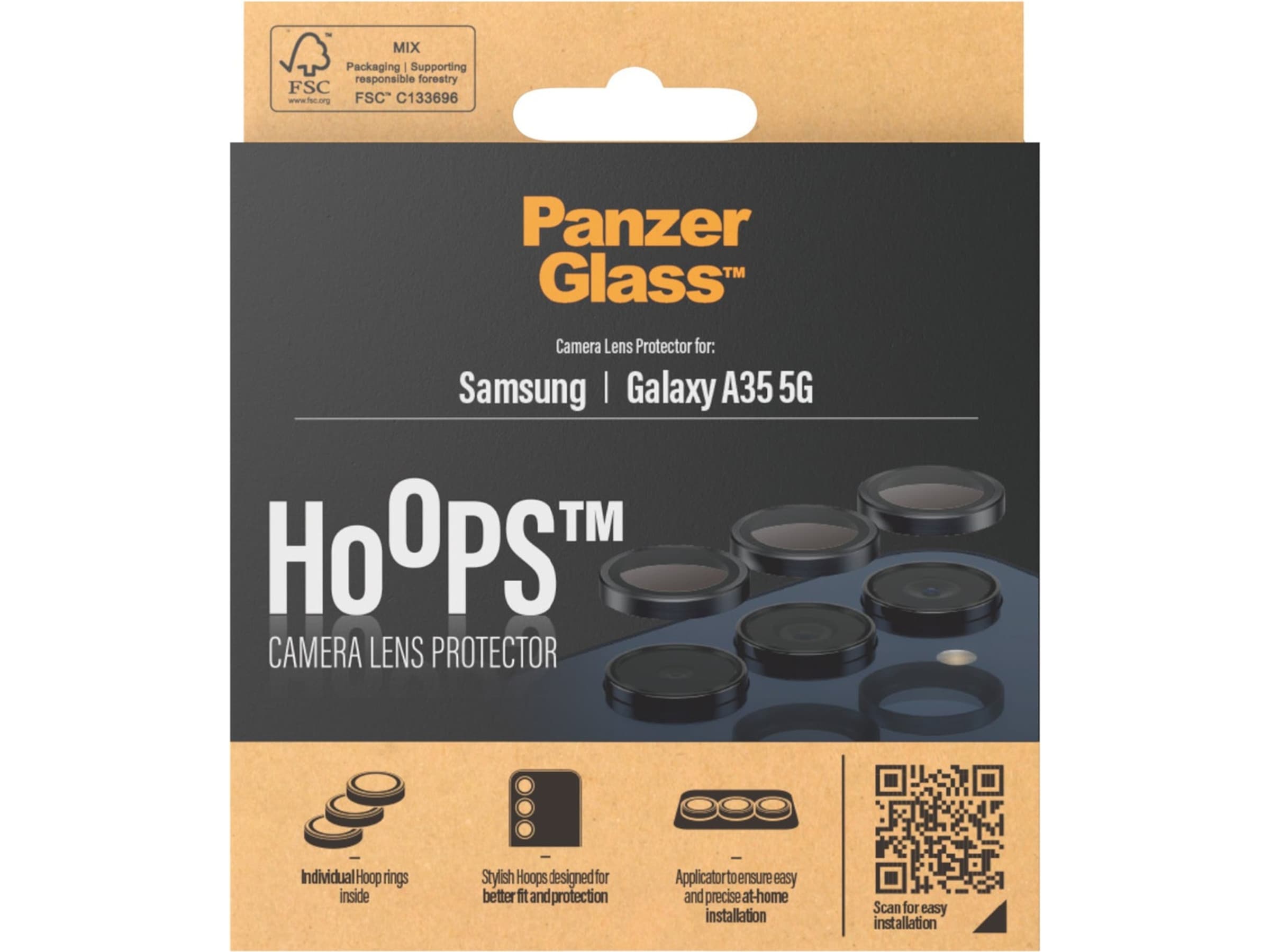 PanzerGlass Galaxy A34 Hoops Linsskydd (svart) Skärmskydd mobiltelefon