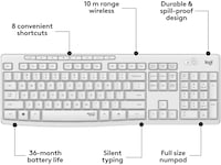 Logitech MK295 Silent Wireless Combo tangentbord och mus (vit) Mus & tangentbord -combo-paket