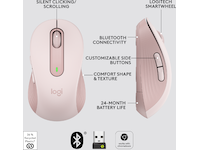 Logitech Signature M650 Large trådlös mus Rosa Mus
