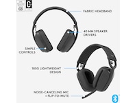 Logitech Zone Vibe 100 trådlös headset (grafit) Hörlurar