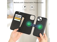 iiglo iPhone 15 Plus 2-i-1 Plånboksfodral (svart) Mobilskal
