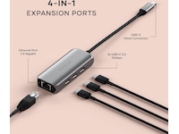 Satechi 4-in-1 USB-C och Ethernet docking (rymdgrå) Dockningsstation och USB-hub