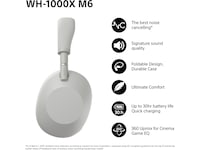 Sony WH-1000XM6 trådlösa hörlurar, Over-Ear (silver) Hörlurar