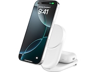 Belkin UltraCharge 2-i-1 Qi2 trådlös laddare (vit) Trådlös laddare
