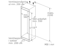Siemens KI81RAFE1 IQ500 Integrerat Kylskåp Integrerad kyl