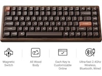 Keychron K2H-F1W-BO mekaniskt tangentbord 75% trådlöst (valnöt) Gamingtangentbord