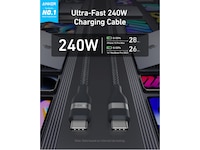 Anker 240W USB-C flätat kabel 1m (svart) USB-kablar