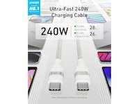 Anker 240W USB-C flätat kabel 1,8m (vit) USB-kablar