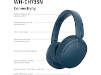 Sony WH-CH735N Trådlösa Brusreducerande Hörlurar (blå) Hörlurar