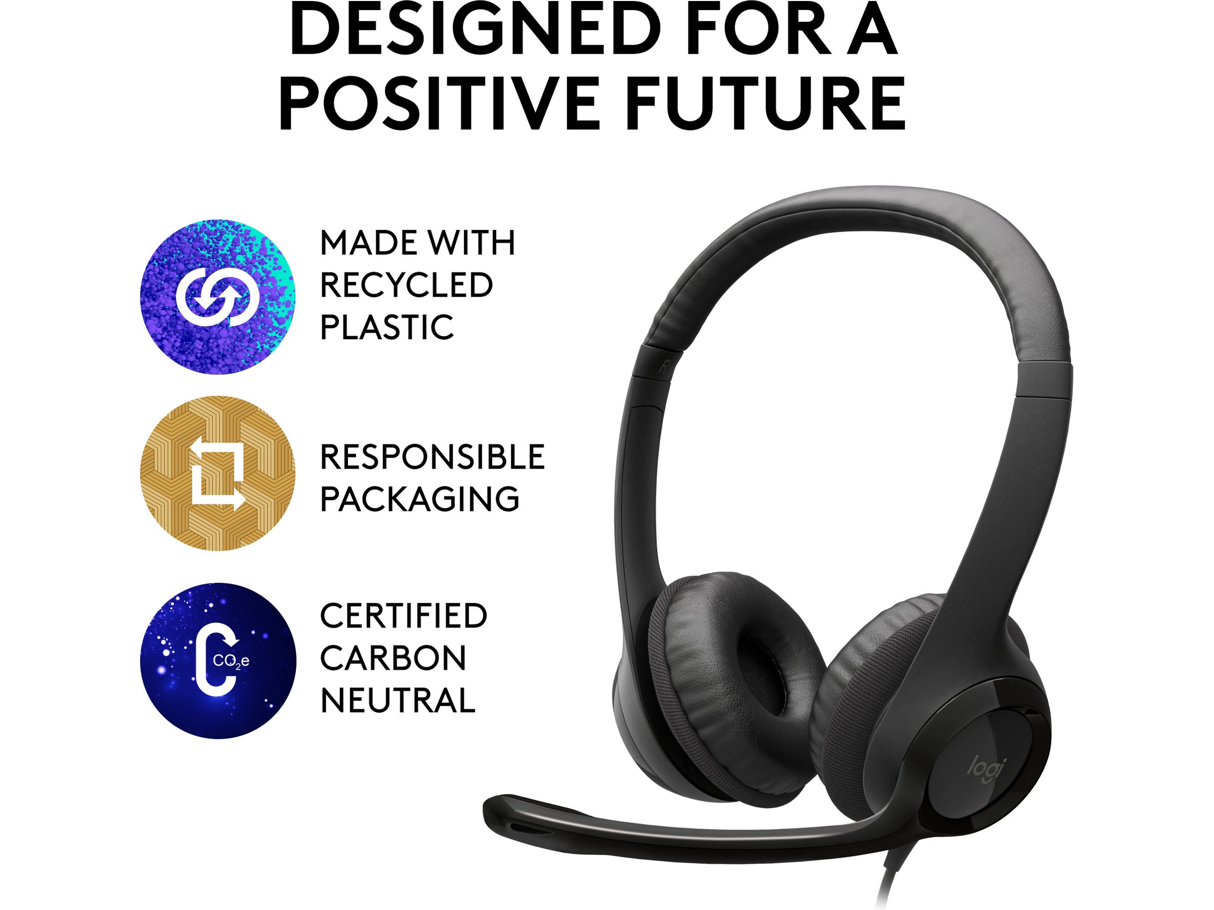 Logitech H390 USB PC Headset (svart) Headset